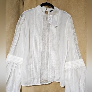 White House Black Market Ivory Lace Blouse